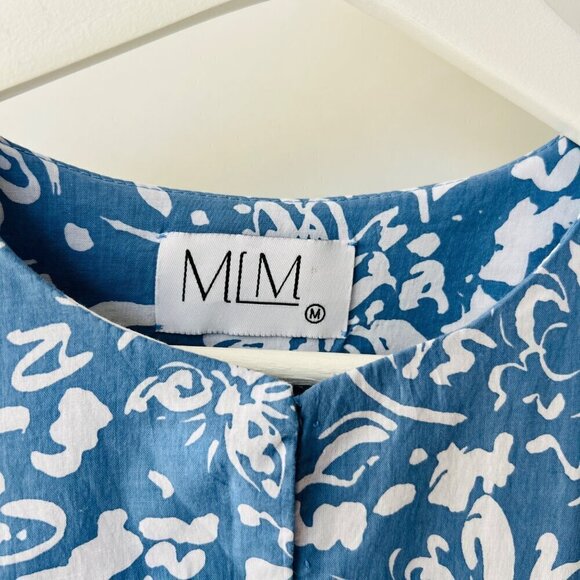 MLM The label relaxed tiered mini dress, blue floral cotton, Size M - Picture 6 of 8